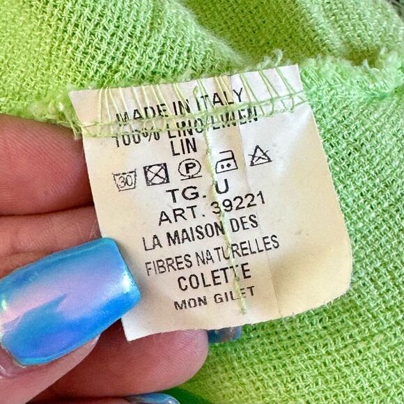 NWT Colette Mon Gilet 100% Linen Lightweight Green Raw Hem Dress Small - Picture 5 of 9